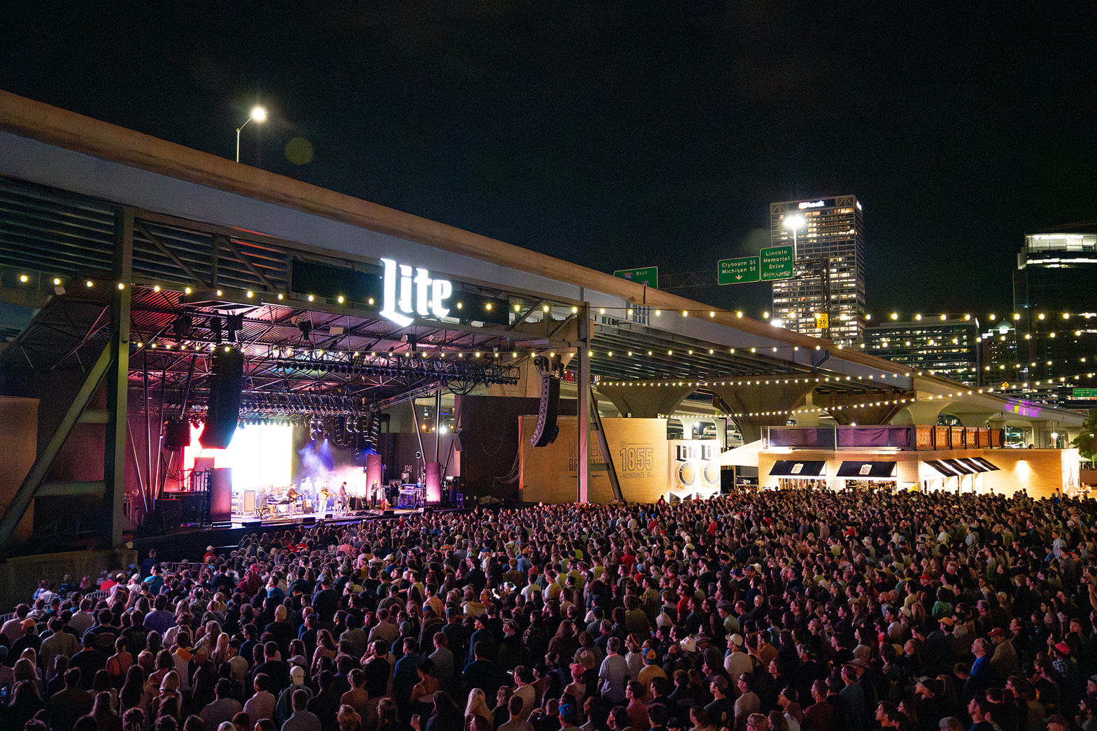 Miller Lite Oasis stage at Summerfest with massive crowd